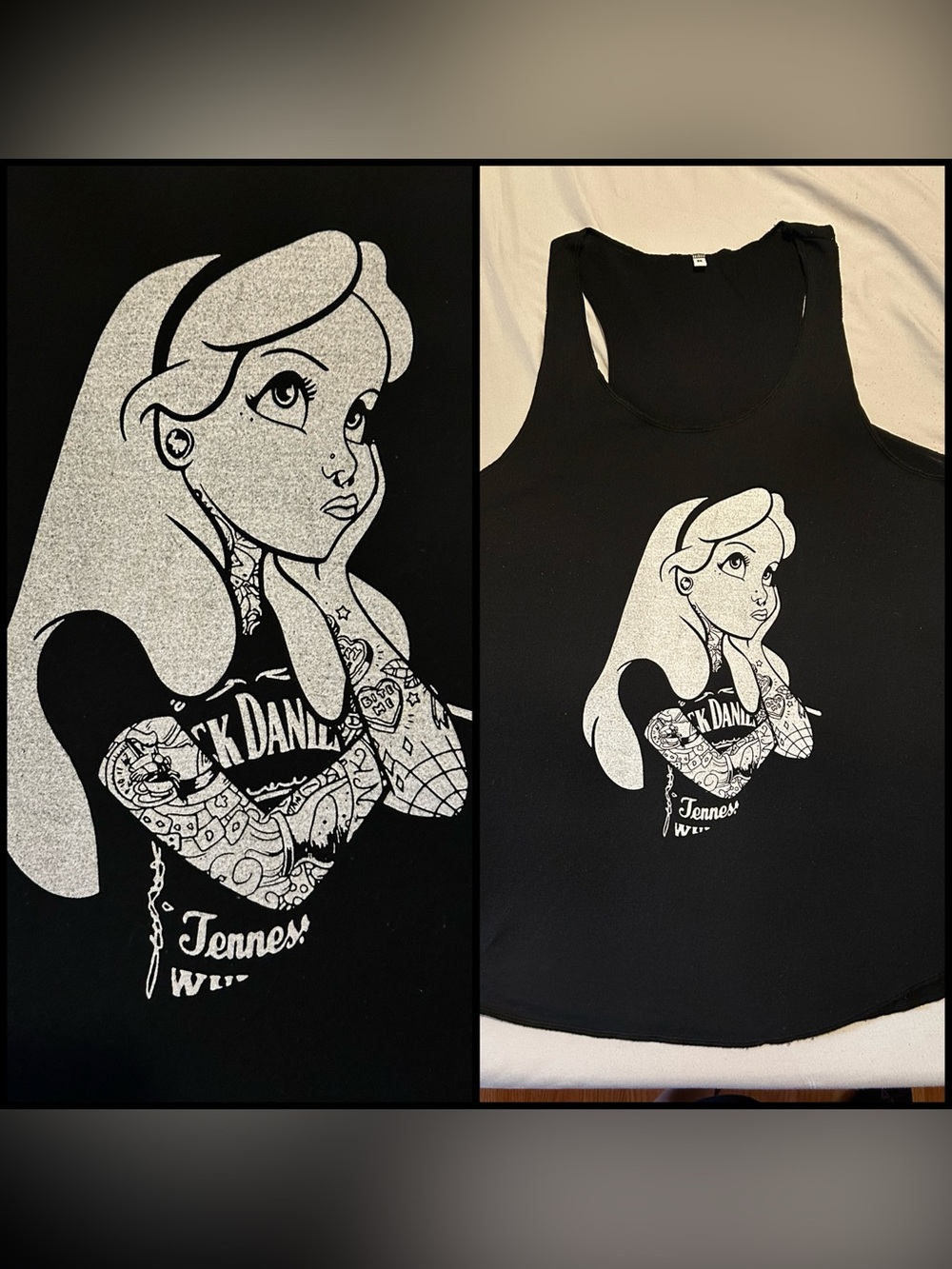Disney Alice In Wonderland Goth Punk Tattooed Racerback Tank Top Medium